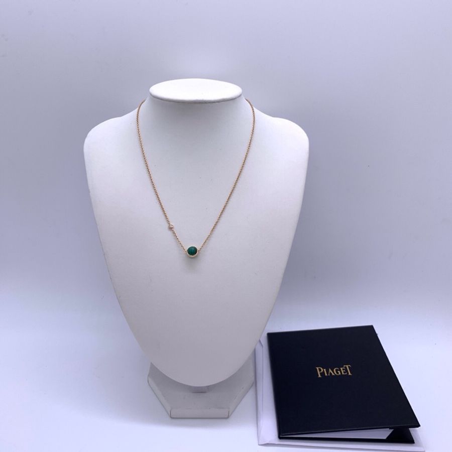 Piaget /伯爵possession系列時來運轉孔雀石項鍊 18k玫瑰金 鑲嵌鑽石孔雀石 經典款時尚百搭-1