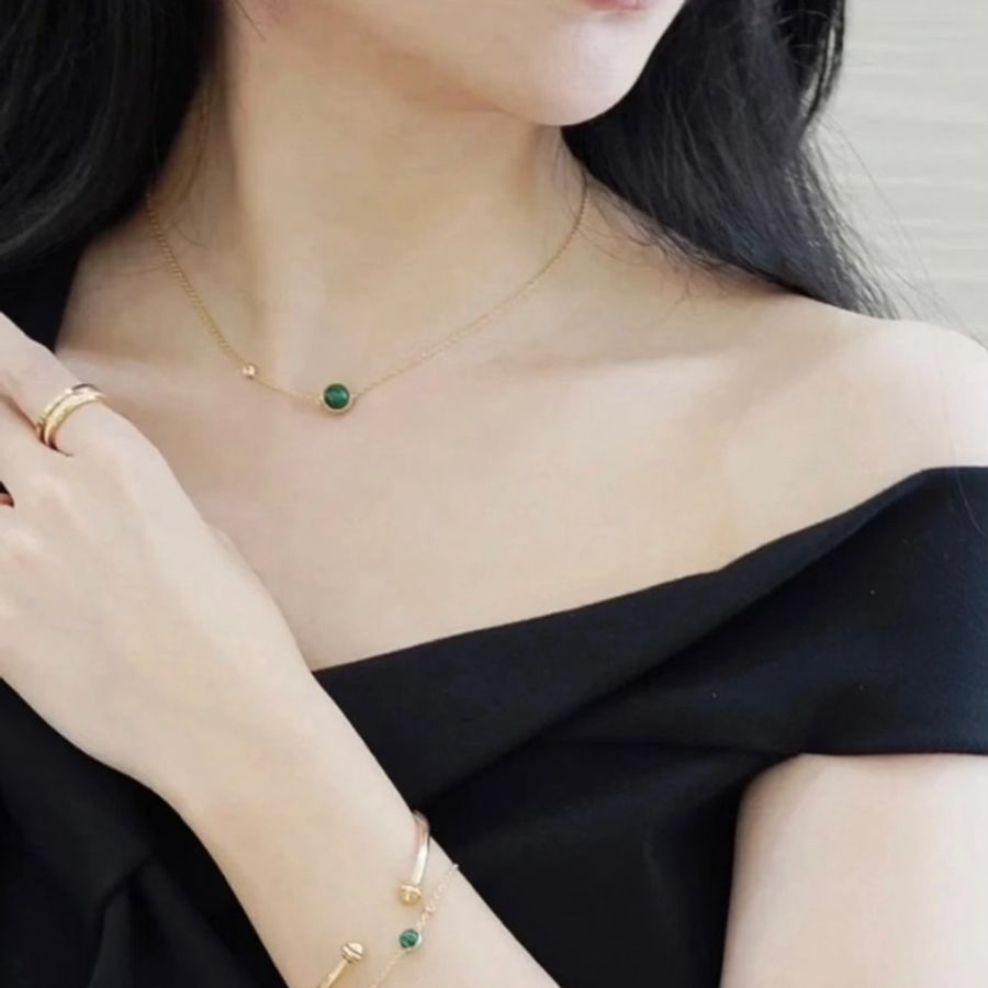 Piaget /伯爵possession系列時來運轉孔雀石項鍊 18k玫瑰金 鑲嵌鑽石孔雀石 經典款時尚百搭-7