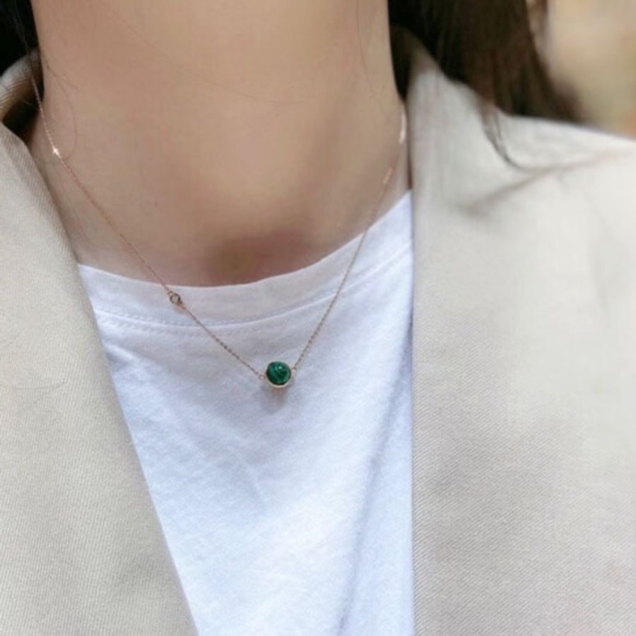 Piaget /伯爵possession系列時來運轉孔雀石項鍊 18k玫瑰金 鑲嵌鑽石孔雀石 經典款時尚百搭-8