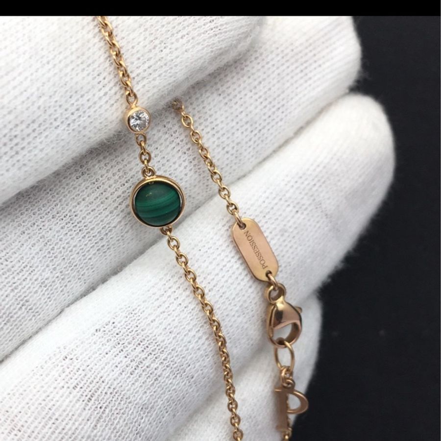 Piaget/伯爵 Possession系列孔雀石手鍊18K玫瑰金鑲嵌孔雀石+小鑽-4