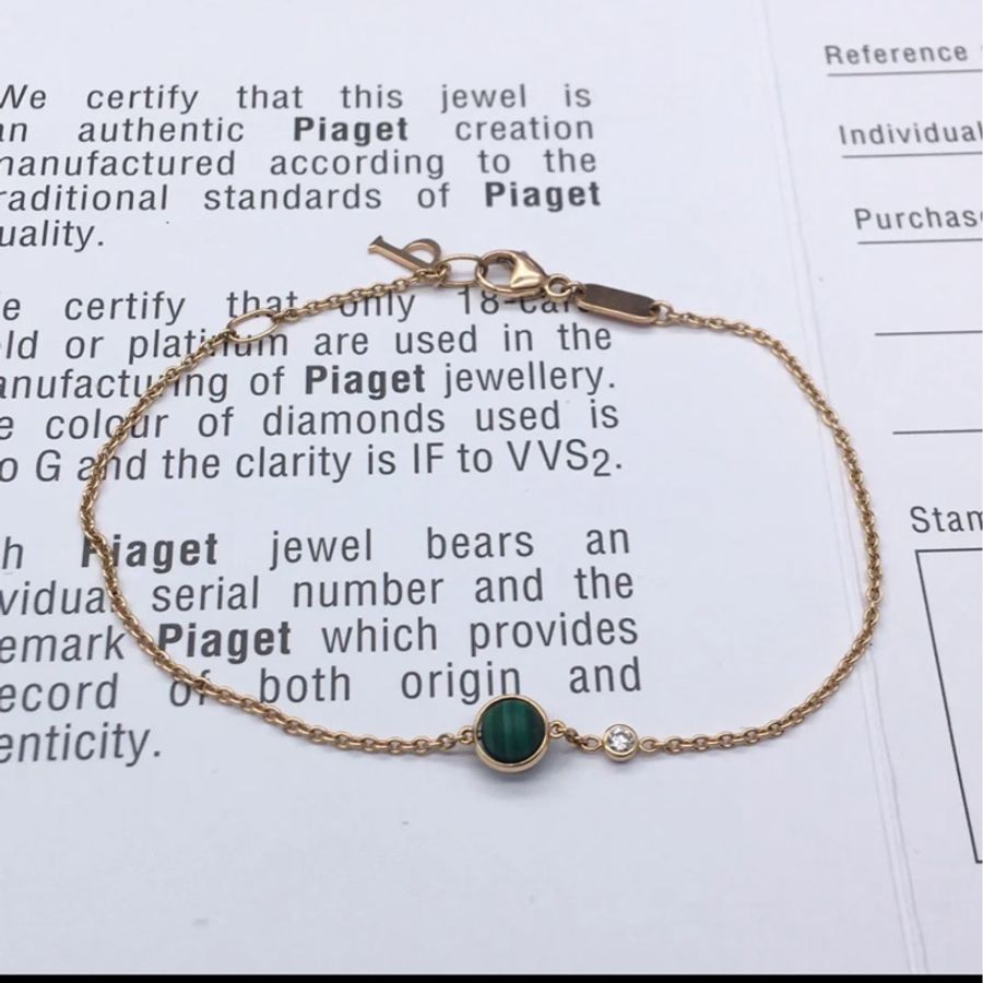 Piaget/伯爵 Possession系列孔雀石手鍊18K玫瑰金鑲嵌孔雀石+小鑽-5