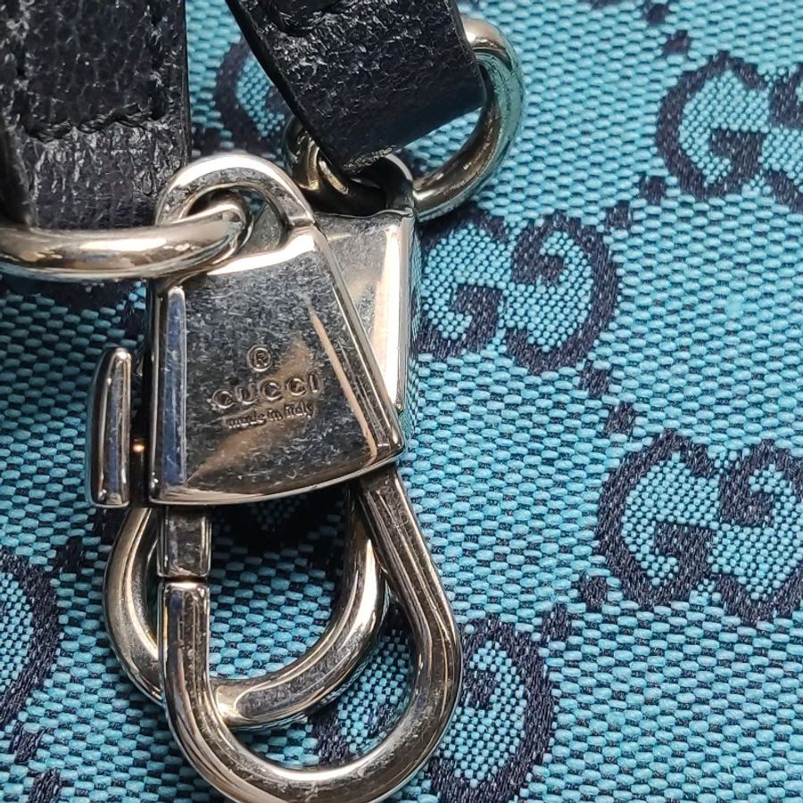 Gucci GG Retro小號牛皮帆布拼色GG老花托特包-11