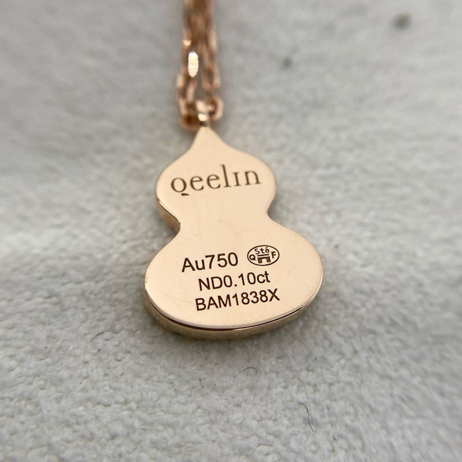 Qeelin 紅瑪瑙鑲鑽葫蘆項鍊-11