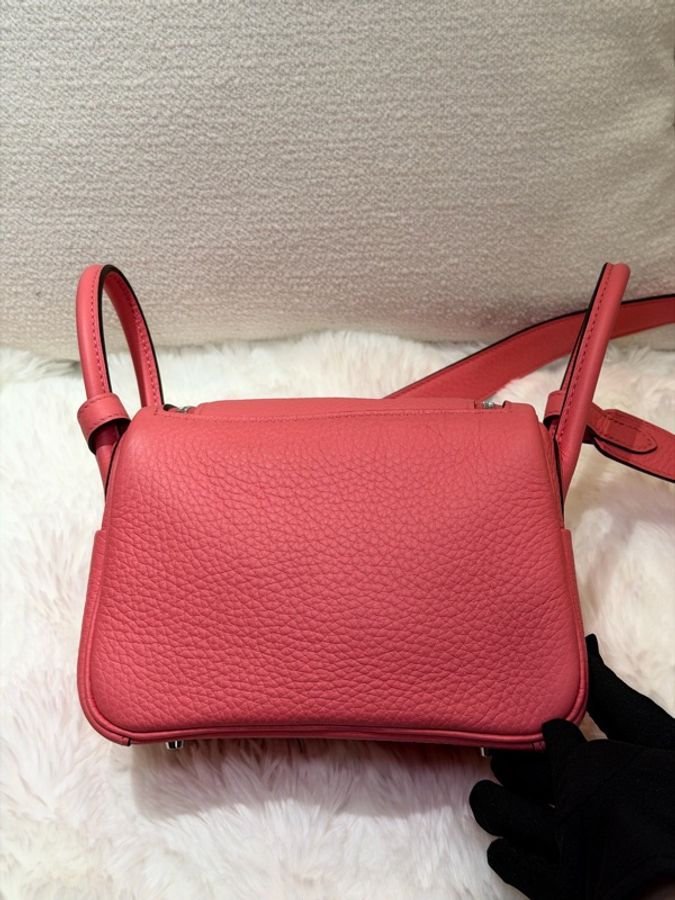Hermes/ Mini Lindy/ 8W 杜鵑粉銀扣/ W刻-1