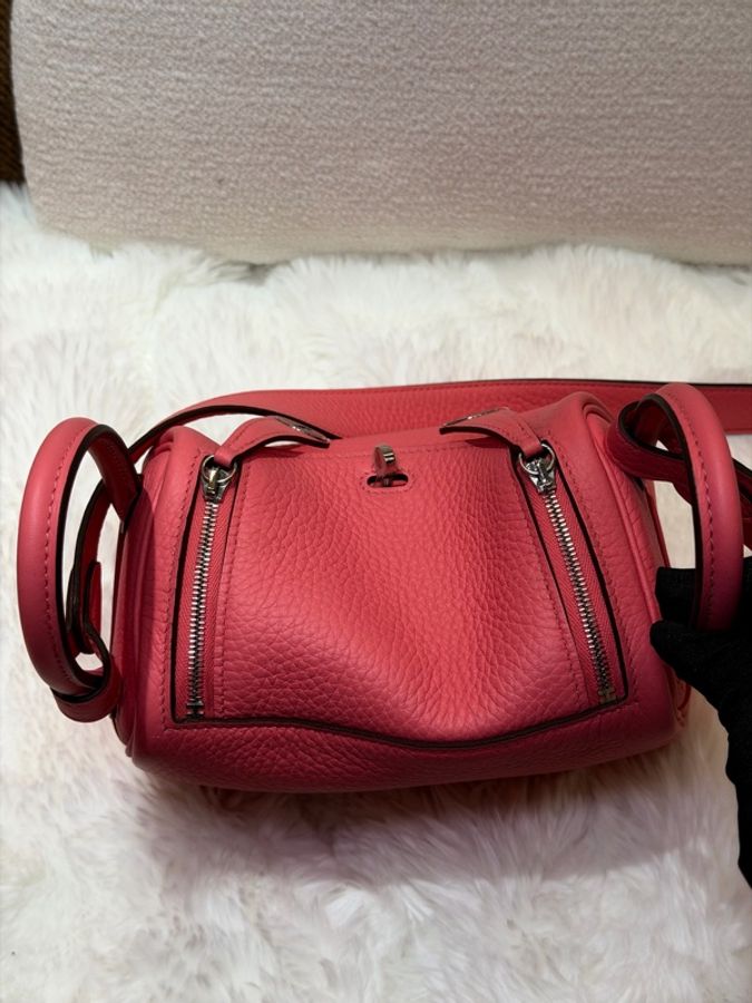 Hermes/ Mini Lindy/ 8W 杜鵑粉銀扣/ W刻-2