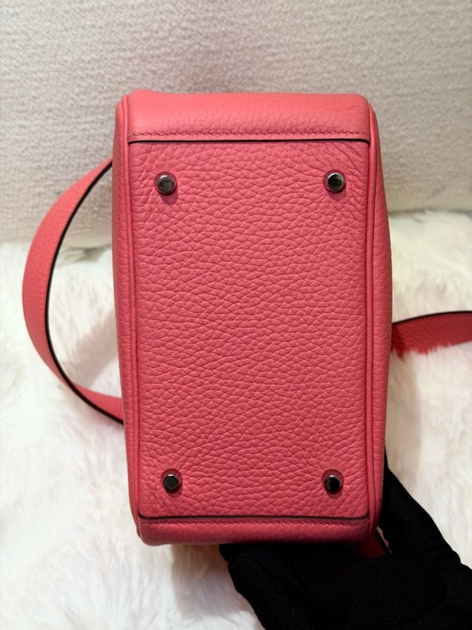 Hermes/ Mini Lindy/ 8W 杜鵑粉銀扣/ W刻-5