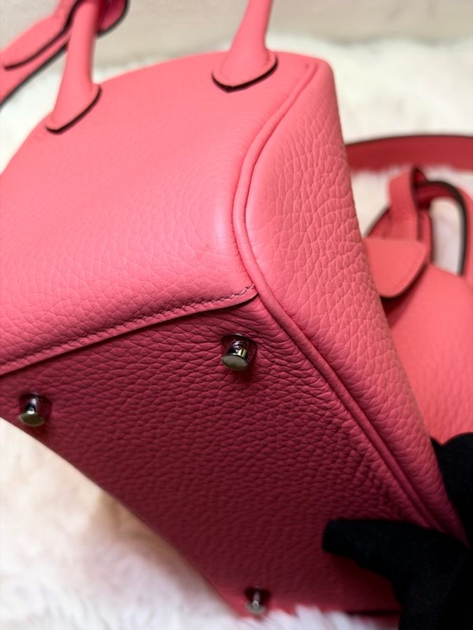 Hermes/ Mini Lindy/ 8W 杜鵑粉銀扣/ W刻-7
