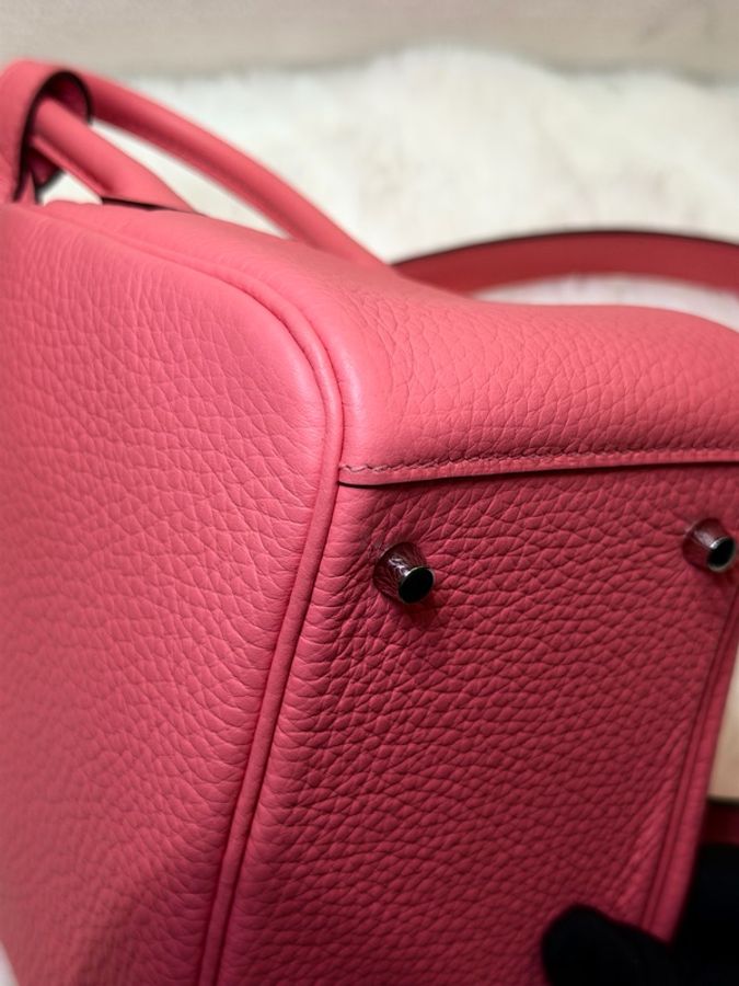 Hermes/ Mini Lindy/ 8W 杜鵑粉銀扣/ W刻-8