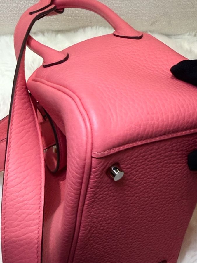 Hermes/ Mini Lindy/ 8W 杜鵑粉銀扣/ W刻-10