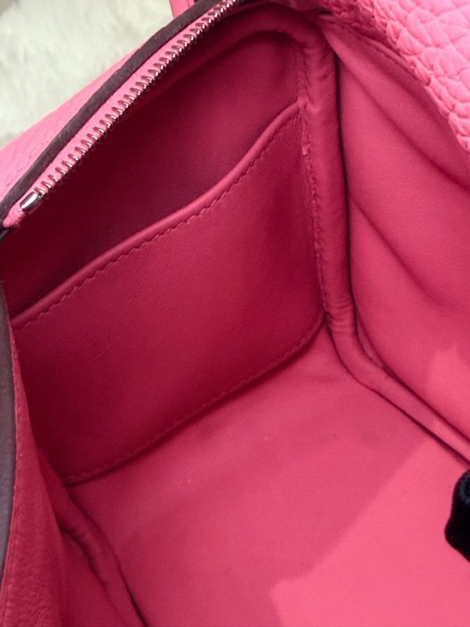 Hermes/ Mini Lindy/ 8W 杜鵑粉銀扣/ W刻-13