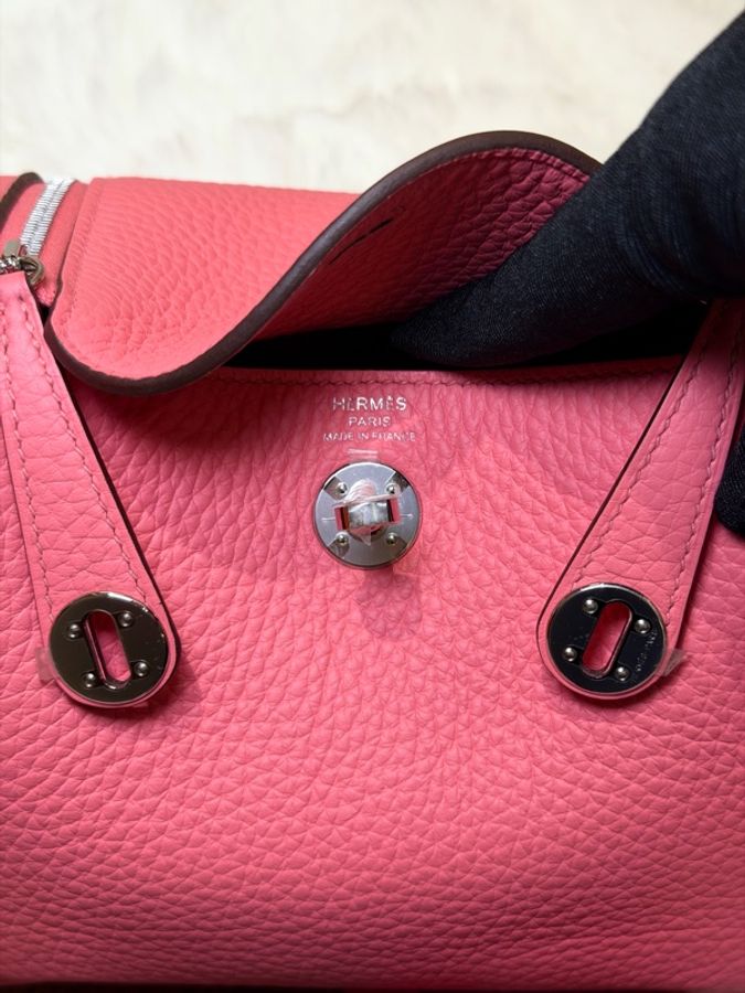 Hermes/ Mini Lindy/ 8W 杜鵑粉銀扣/ W刻-16