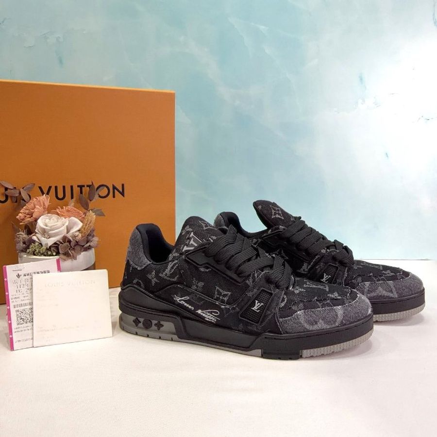 LV Trainer黑灰丹寧運動鞋-0