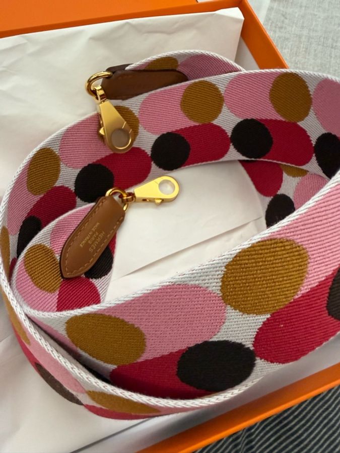 Hermes 85公分金扣寬版短背帶 POP風-3