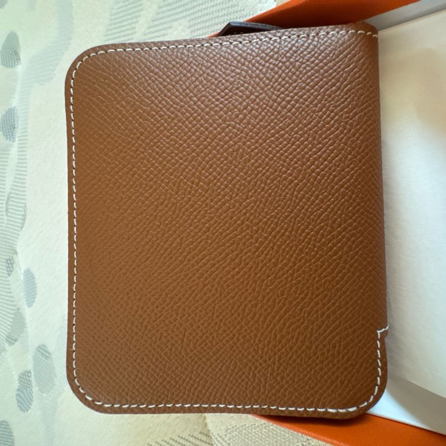 Hermes金棕色熱門絲巾短夾-6