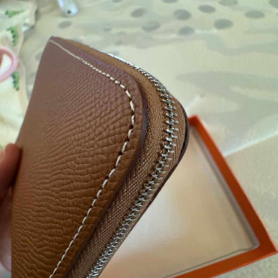 Hermes金棕色熱門絲巾短夾-8