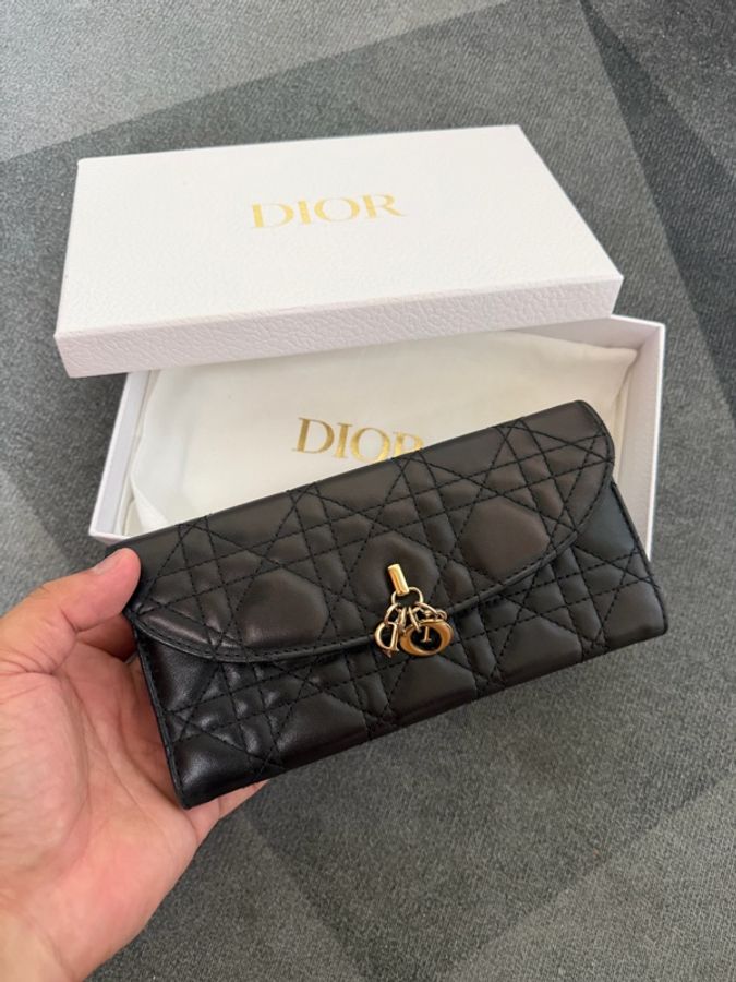 Dior 籐格紋羊皮掀蓋長夾-0
