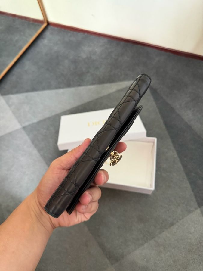 Dior 籐格紋羊皮掀蓋長夾-3
