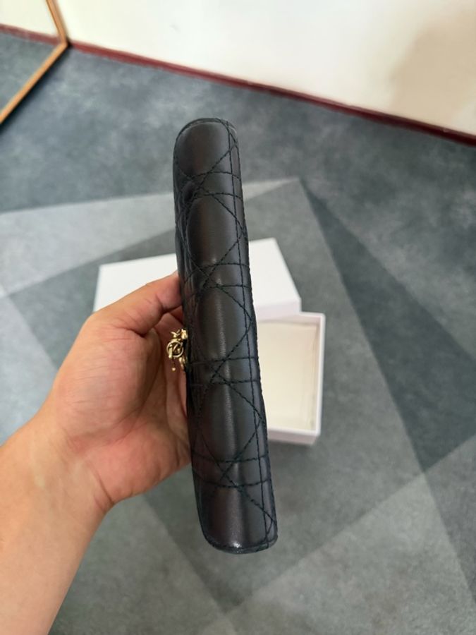 Dior 籐格紋羊皮掀蓋長夾-5