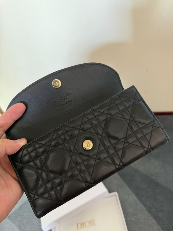 Dior 籐格紋羊皮掀蓋長夾-6