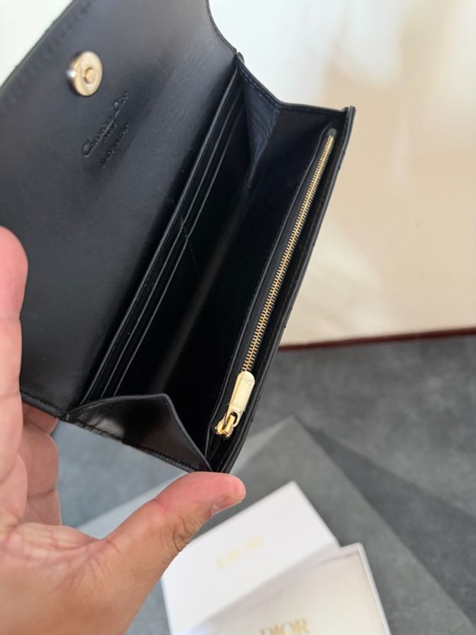 Dior 籐格紋羊皮掀蓋長夾-7