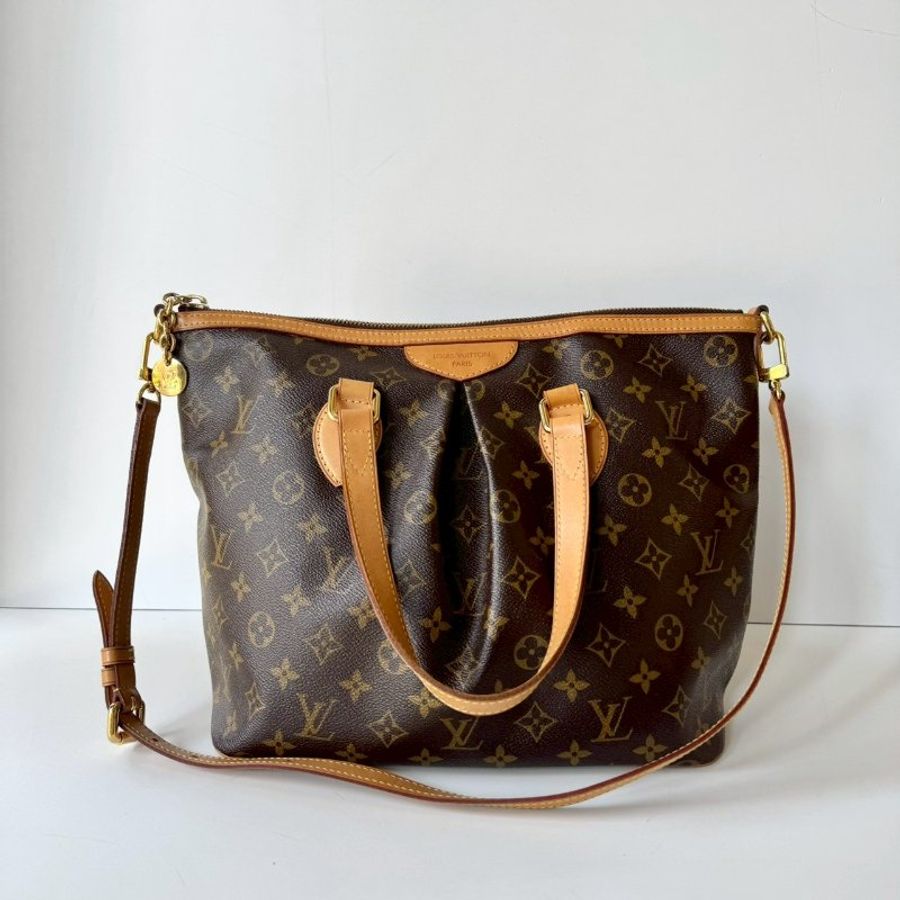 LV Palermo PM 棕色 老花 經典 抓皺 一字拉鍊 托特包 兩用包 手提包 斜背包 M40145-10