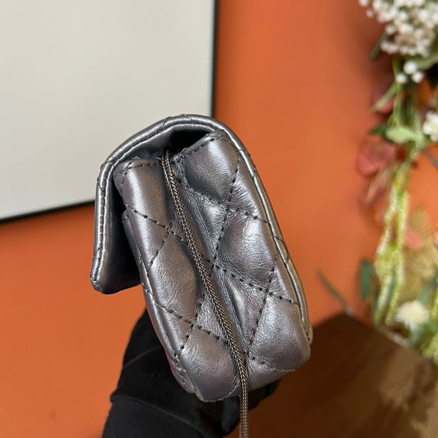 CHANEL香奈兒Vintage中古2.55銀色法棍包 98新-3