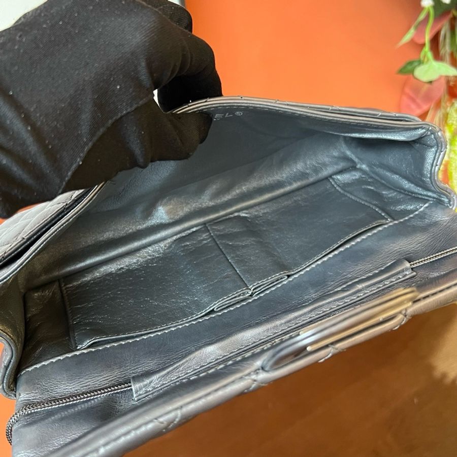 CHANEL香奈兒Vintage中古2.55銀色法棍包 98新-9