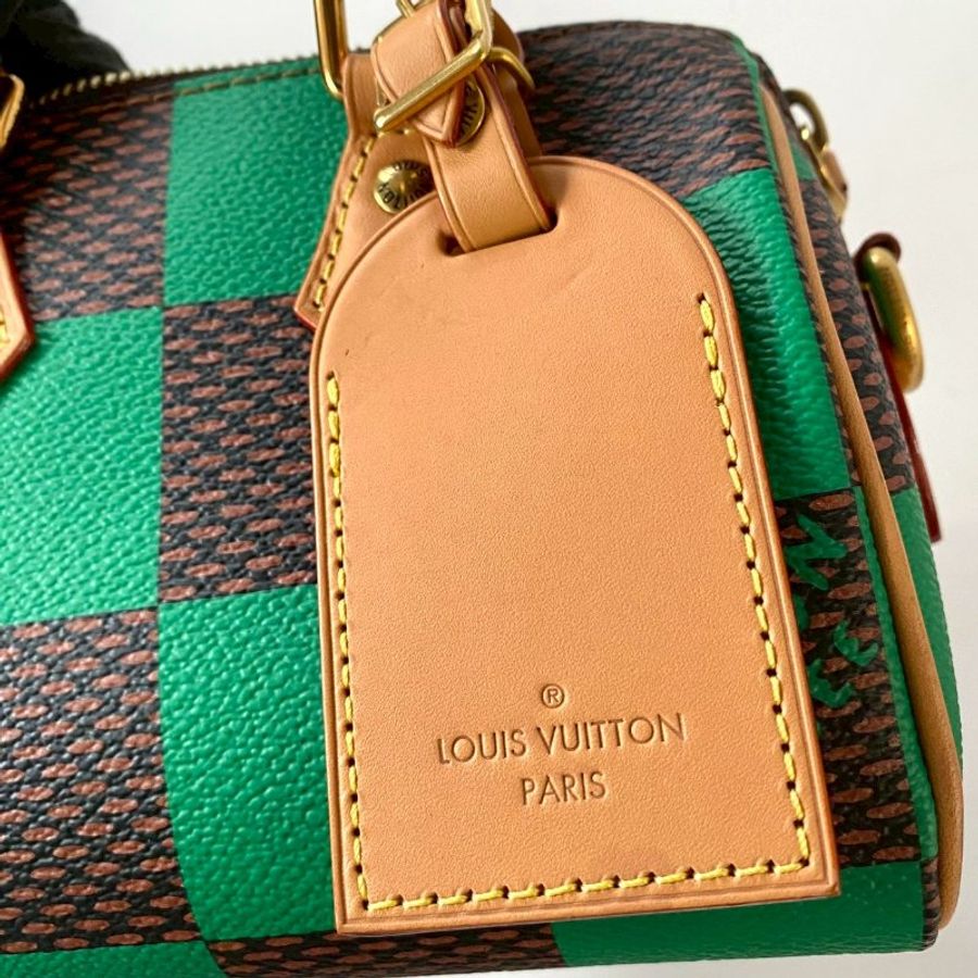LV 限量 Speedy 18 Damier Pop 綠色 棋盤格 炭治郎 兩用 波士頓包 N40534-3
