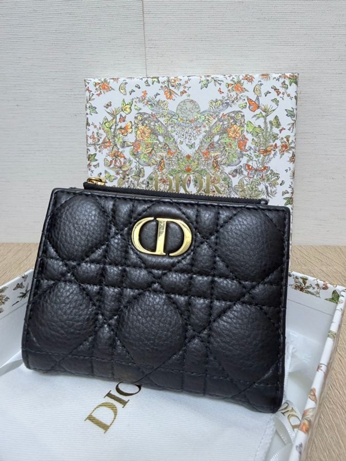 Dior 黑小牛皮Caro Dahlia 6卡零錢短夾-6
