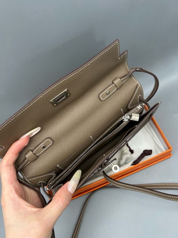Hermes愛馬仕Kelly to go 大象灰銀扣 Togo牛皮 肩帶齊全 尺寸20×11cm-3