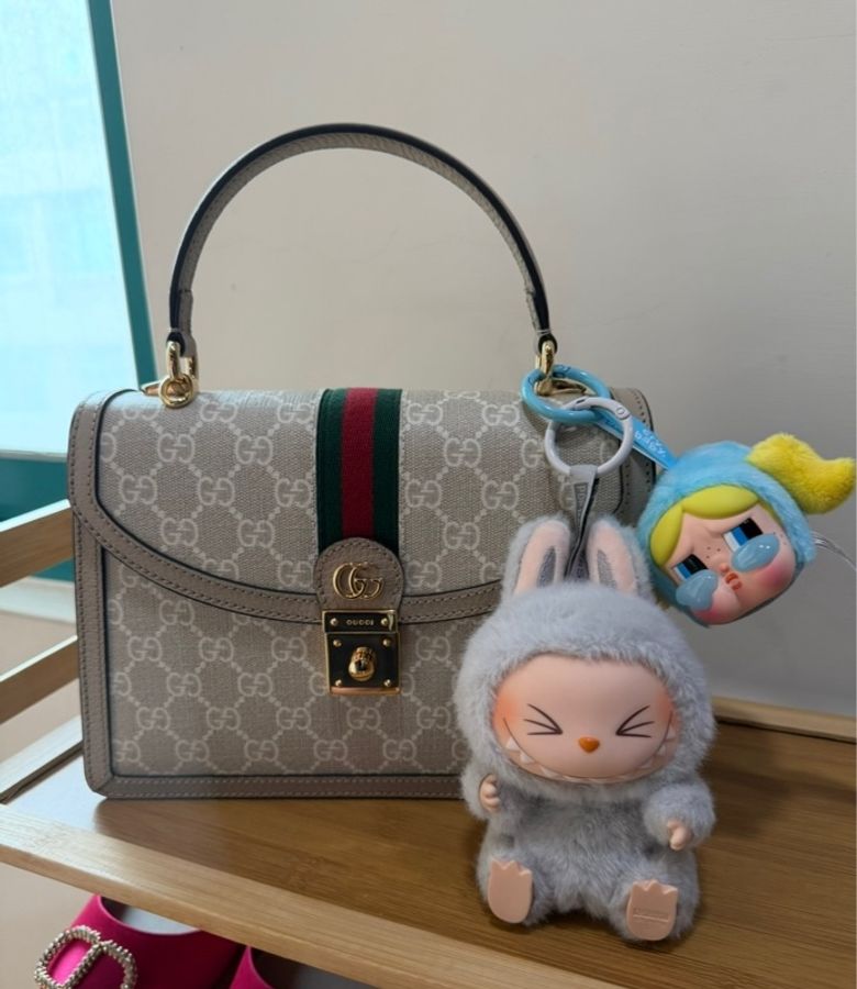 GUCCI 全新閑置Ophidia系列織帶手提包-2