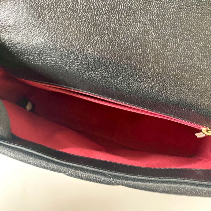CHANEL 19系列 黑色 小羊皮 金釦 雙色鍊 26cm 保卡款 手提 斜挎 小號 口蓋包 AS1160-7