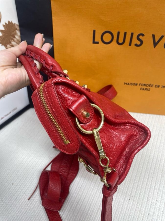 Balenciaga/巴黎世家 紅色機車 單肩包-3
