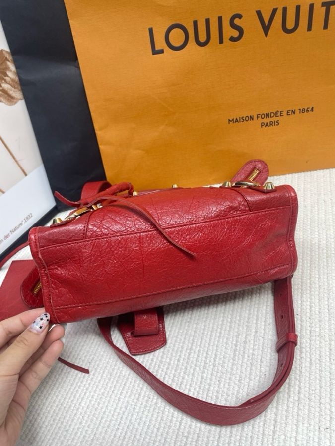 Balenciaga/巴黎世家 紅色機車 單肩包-4
