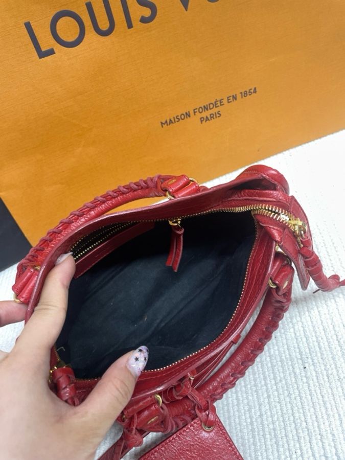Balenciaga/巴黎世家 紅色機車 單肩包-5