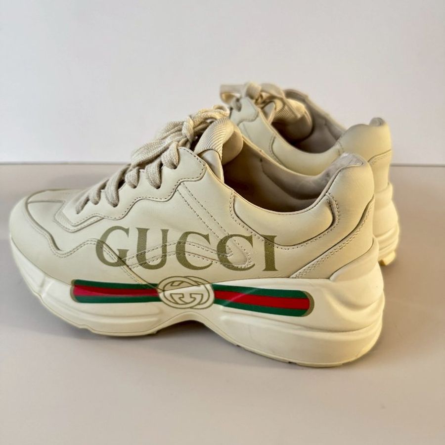 Gucci Rhyton 米白色 皮革 復古 綠紅綠 36.5 老爹鞋 運動鞋 500877-2