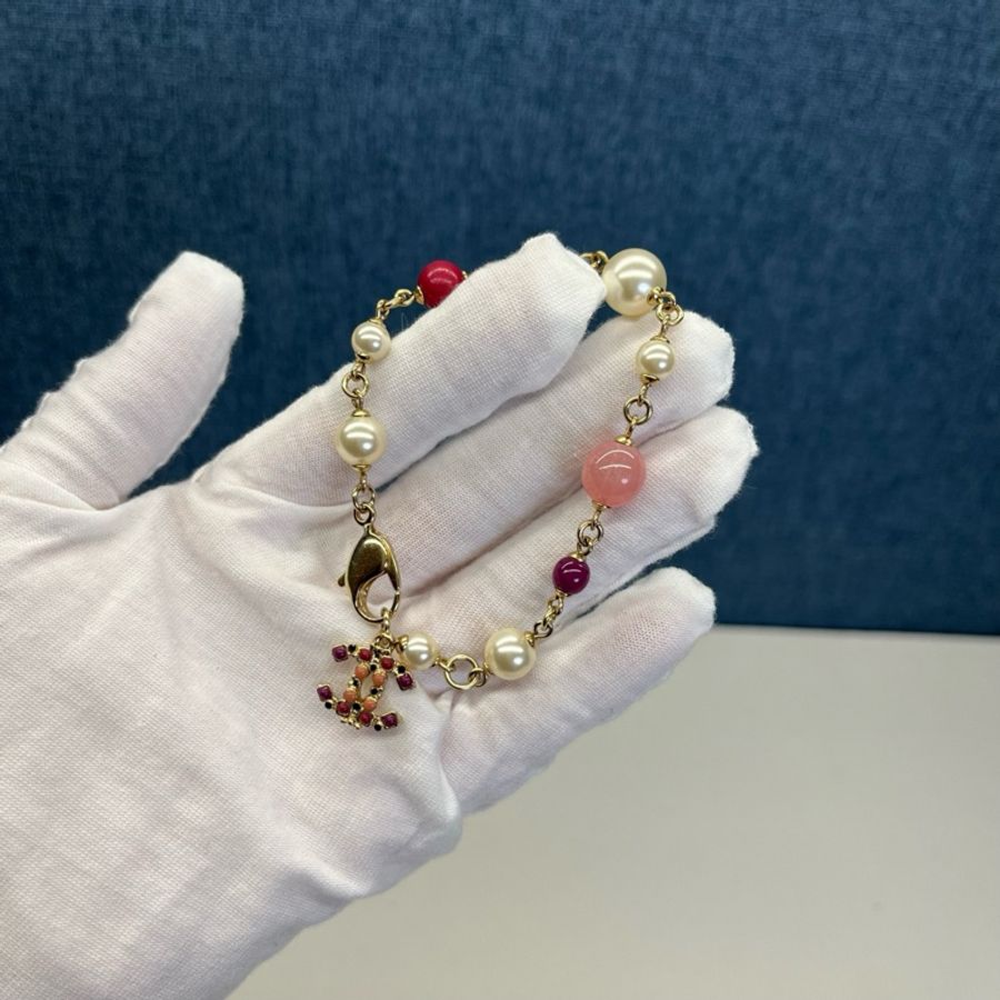 香奈兒CHANEL雙C珍珠手鍊,98新-5