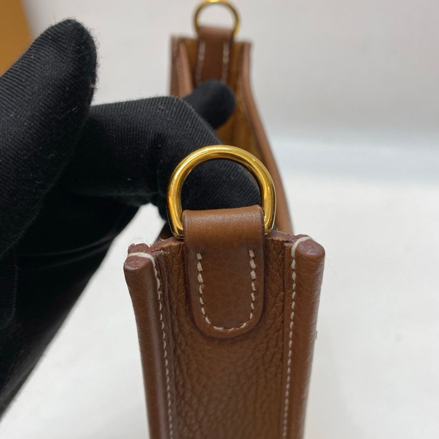 U刻HERMES爱马仕mini evelyne迷你伊芙琳金棕色斜挎包16*19*5-12