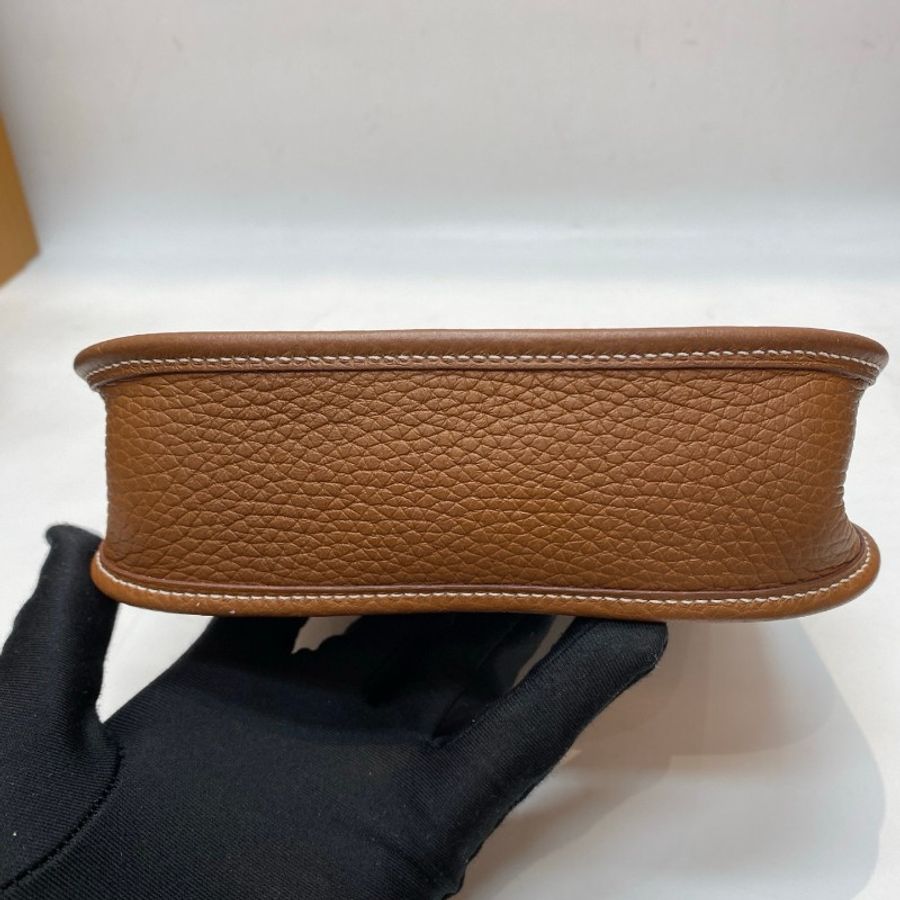 U刻HERMES爱马仕mini evelyne迷你伊芙琳金棕色斜挎包16*19*5-22