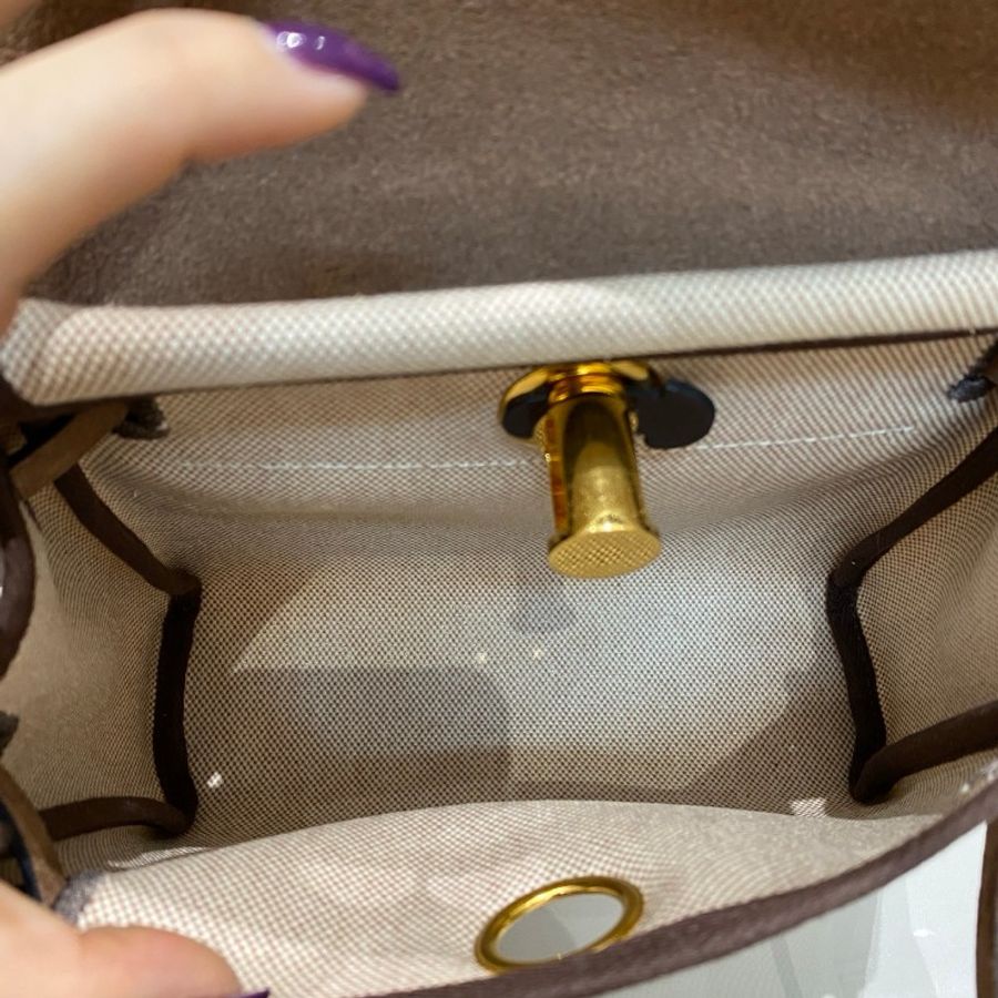 w刻Hermes爱马仕Herbag mini乌木色拼帆布斜挎包20*15*6-11