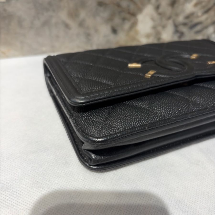 Chanel黑荔枝牛皮Woc-5