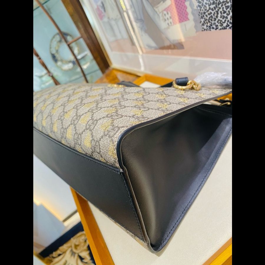 Gucci古馳 padlock中號蜜蜂印花款托特包鏈條包 容量大 日常通勤實用 超級時尚 .-4