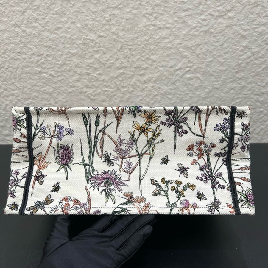 迪奧/Dior 中號 Dior Book Tote 手袋 花卉系列中號托特包購物袋單肩包手提包 白色面料多色 Dior Herbarium 圖案刺繡-4
