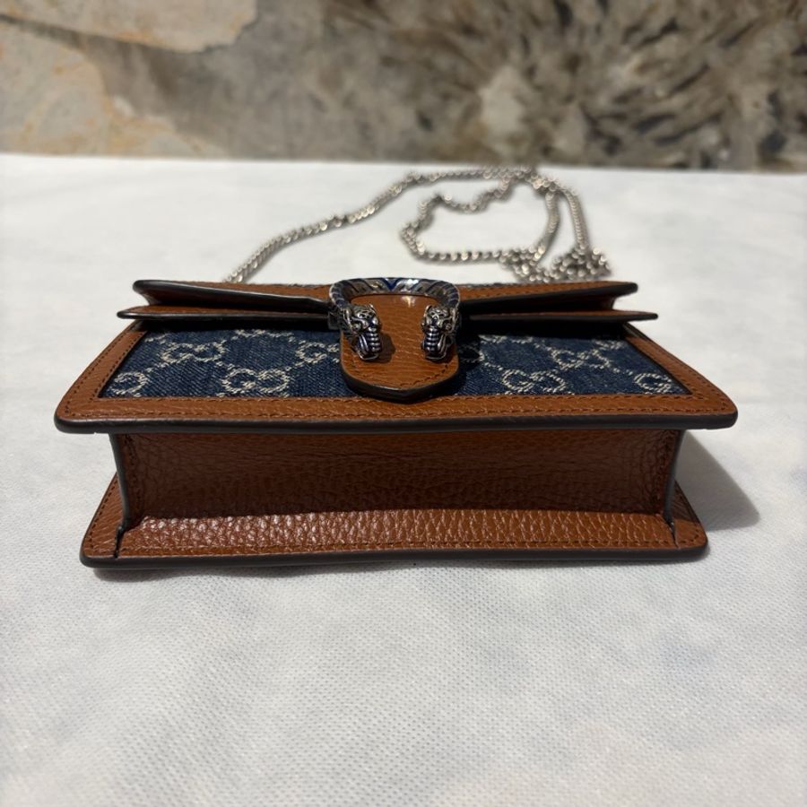 Gucci 藍琺瑯牛仔布Dionysus就伸側背包-4
