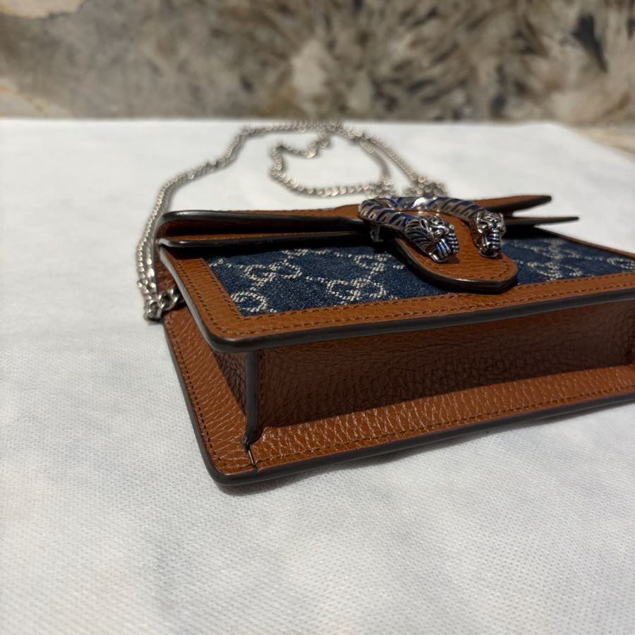 Gucci 藍琺瑯牛仔布Dionysus就伸側背包-5