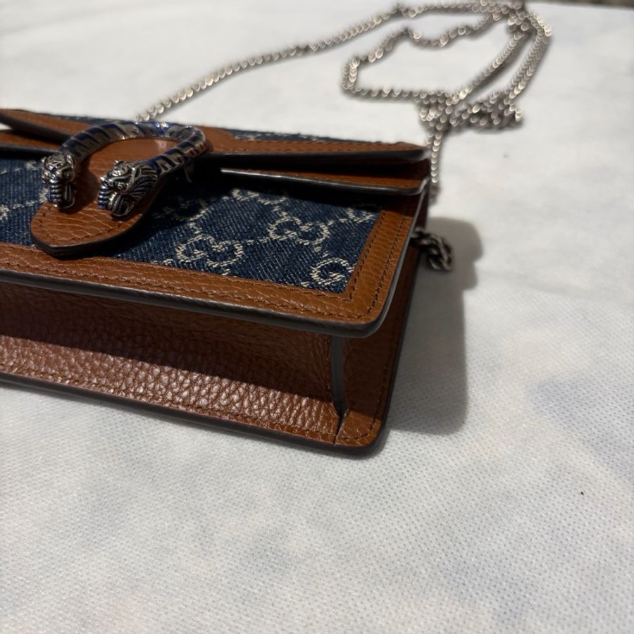Gucci 藍琺瑯牛仔布Dionysus就伸側背包-6
