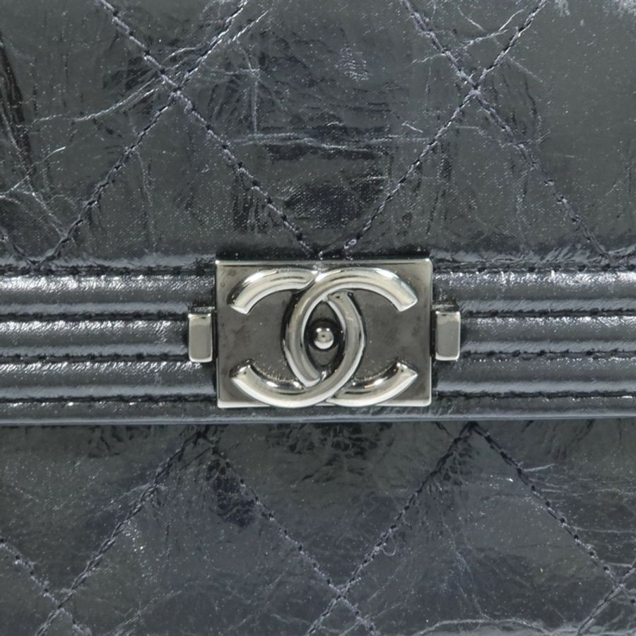 CHANEL 牛皮皮革Boy Long Wallet長錢包-9