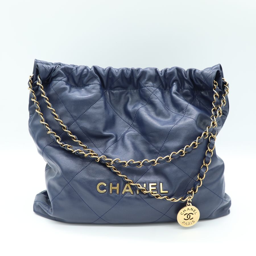 Chanel 22bag 深藍色 肩背包 中號-1