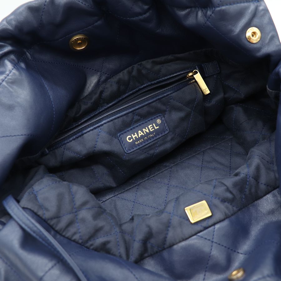 Chanel 22bag 深藍色 肩背包 中號-8