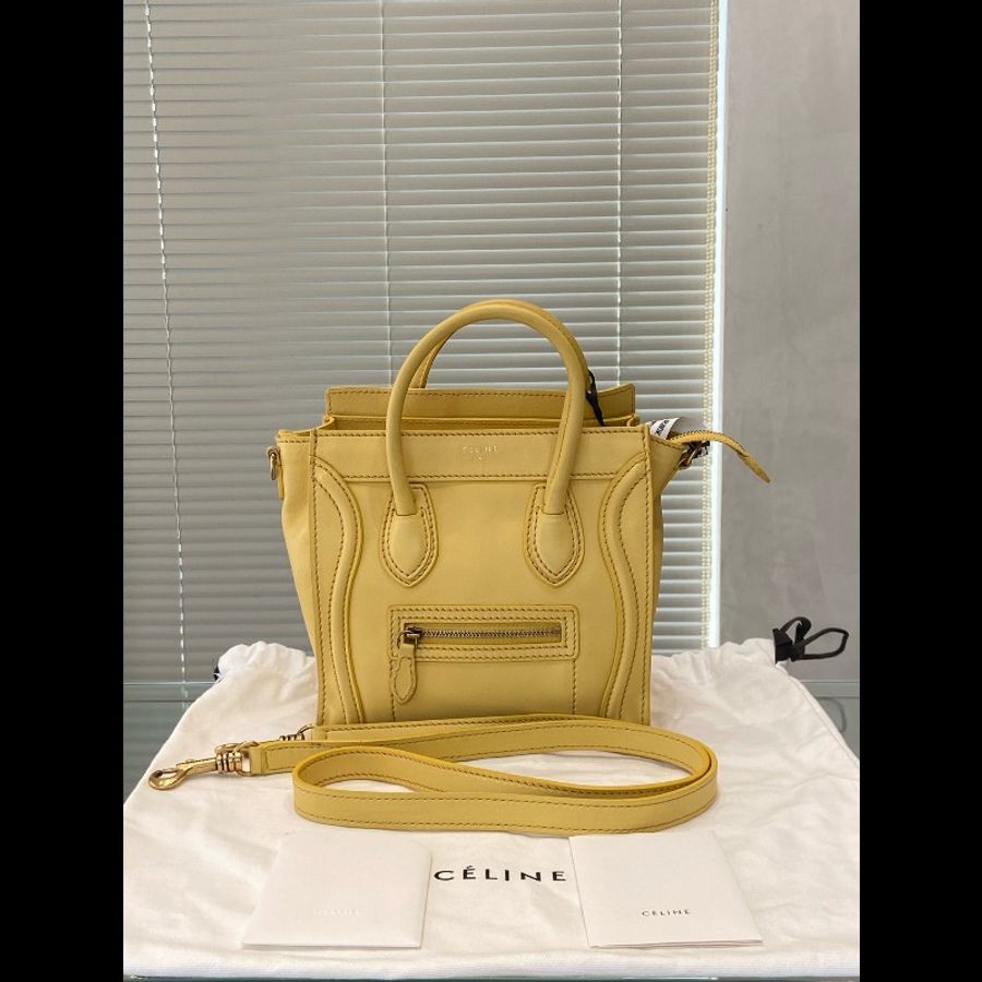 二手98新 Celine/賽琳 Luggage系列黃色牛皮笑臉 經典笑臉-2